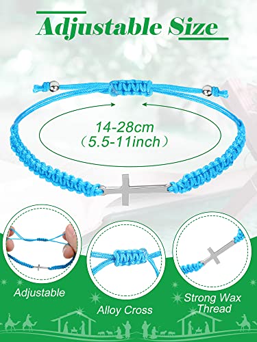 Janmercy 30 Pieces Friendship Cross Bracelet Bulk for Women Men Multicolored Handmade Braided Matching Couple Bracelets Adjustable Rope String with Cross Charm for Bff Bracelets Gifts2