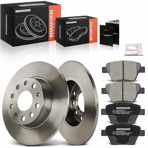 Frankberg Brake Kit incl. 2x Brake Disc + 4x Brake Pad Rear Compatible with Golf VI 5K1 Golf VI Variant AJ5 Yeti 5L Beetle Cabriolet 5C7 5C8 Replace# 5Q0615601D