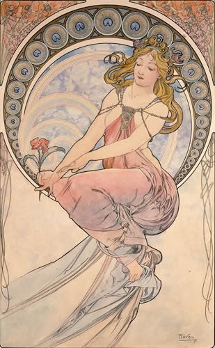 Poster L'Été d'Alphonse Mucha en toile 60x90cm pour décoration murale de salon