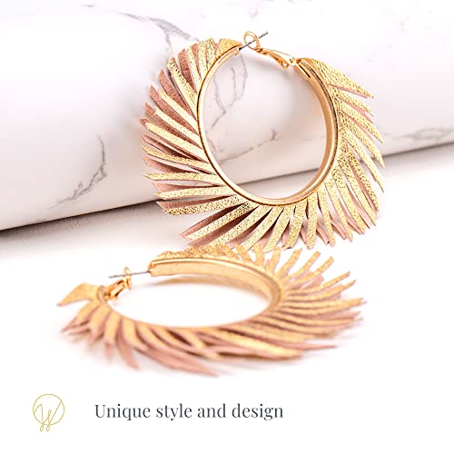 Olivia Welles Veda Ring For Women, With Clear Quartz Crytal Ring For Women, Willow Chunky Gold Hoop Earrings, Colorful Fringe Spiral Womens Hoop Earrings #TOP3