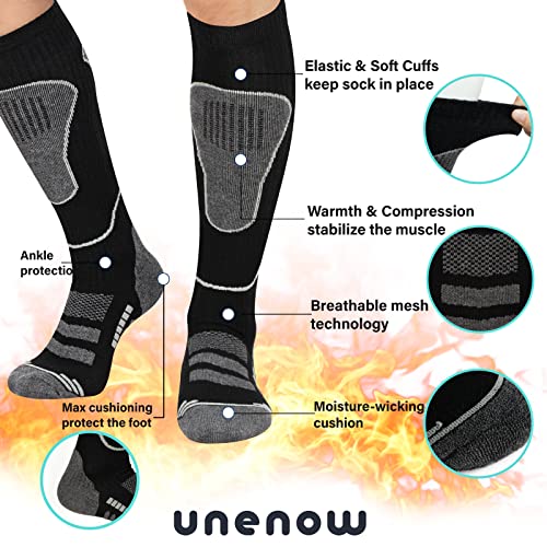 Image of Merino Wool Ski Socks 2 Pairs, Thermal Knee High Warm Socks for Snowboarding, Hiking, Cold Weather, Snow, Hunting