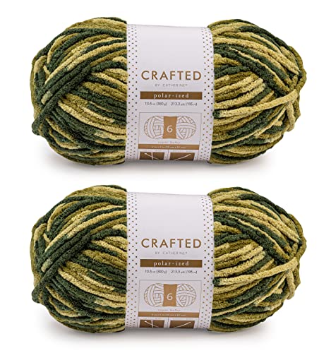Image of Crafted By Catherine Blanket Multi Yarn - 2 Pack (213 Yards Each Skein), Camouflage Multi, Gauge 6 Super Bulky