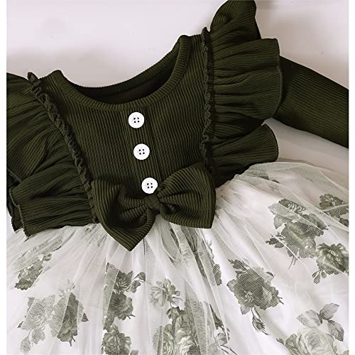 Image of OMALI Baby Girl Dungry Dress | Long Sleeve | Infant Casual Dress | Ruffle Print Clothes
