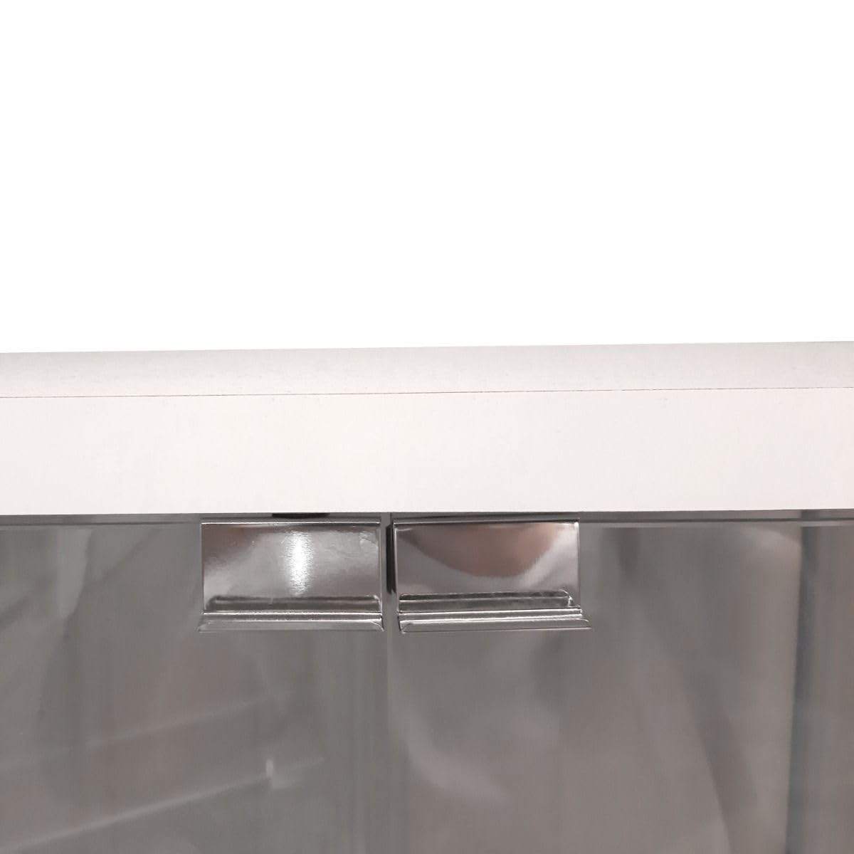 Bissolo Casa Vetrina Bianca 2 Ante, Ripiani in Vetro Temperato, Struttura in Metallo e Laminato, Dimensioni 60,5 x 36,5 x H.163 cm, per Soggiorno, Sala da Pranzo, in Kit