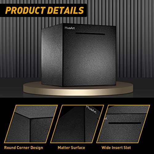 Image of Piggy Bank for Adults,Safe Piggy Banks Made of Stainless Steel,Can Only Save The Piggy Bank that Cannot be Taken Out (Black, 4.72IN)