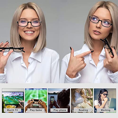 Image of Henotin 4 Pair Reading Glasses for Women Men Readers Half Moon Frame Blue Light Blocking Spring Hinge Eyeglasses (A-mix, 2.00, diopters)