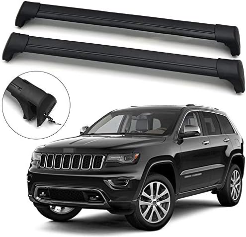 Chebay Fits for Grand Cherokee 2011-2019 2020 Wind-Noise Prevent Black Lockable Ultra Quiet Pair Crossbar Locking Cross Bar Top Roof Rail Roof Rack Rail Rack Side Rail