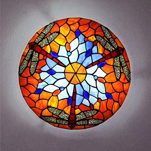 ✔ Materiale: paralume in vetro colorato di alta qualità. La plafoniera Tiffany utilizza un paralume tagliato a mano ed è saldata con stagno. molto adatto per l'illuminazione della stanza di ragazzi e ragazze. Lo stile creativo lo rende il punto focale della stanza