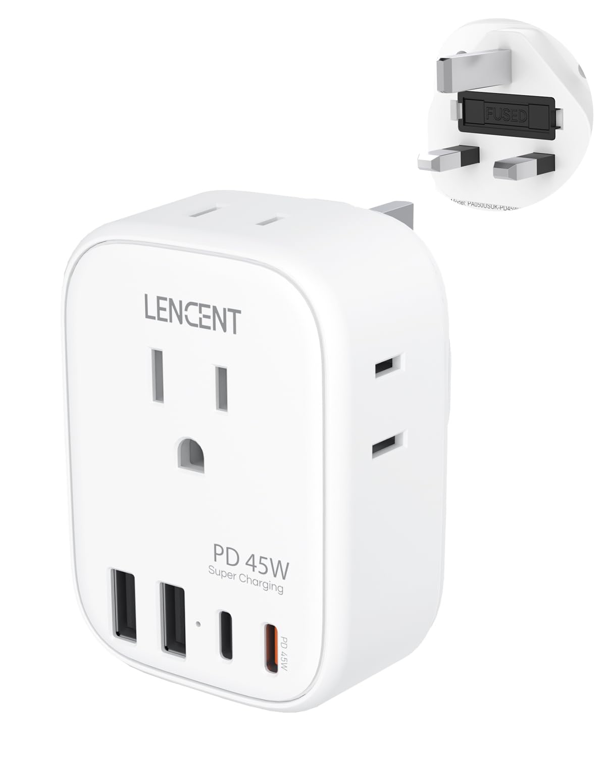 LENCENT European Travel Plug Adapter US to Europe Type-C Fol -16 LENCENT European Travel Plug Adapter US to Europe Type-C Fol -16