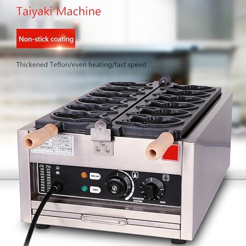 Miniatura 2 de Taiyaki - Máquina para hacer gofres de pescado, horneador eléctrico antiadherente para gofres y conos en forma de pez, acero inoxidable, perfecto