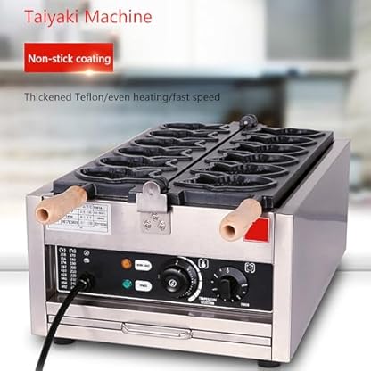GESAIDES Taiyaki-Fischwaffeleisen, Kommerzieller Taiyaki-Fischform-Bäcker, Elektrisches Waffeleisen mit Antihaftbeschichtung, für Familien, Restaurants, Lebensmittelgeschäfte,6pcsTaiyaki – Bild 3