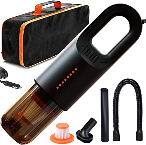 Zemic Car Vacuum New Model DC 12v, 120w 5000PA, Plastic Powerful Portable & Corded High Power Handheld Plastic Multipurpose Wet and Dry Car Vacuum Cleaner for Quick Car Cleaning ^ 1QL286BLACK