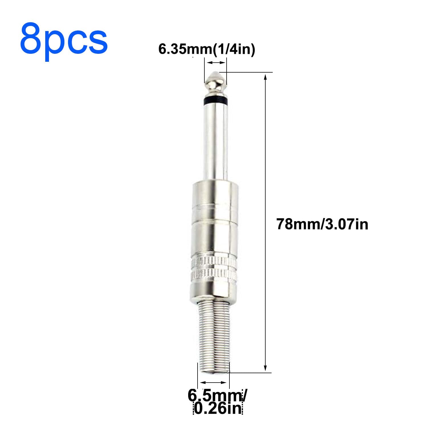 8 sztuk wtyk męski 6,35 mm wtyczka mono audio TS 1/4" złącze wtykowe 6,35 mm do lutowania męskiego gniazda do głośników/mikrofonu/gitary