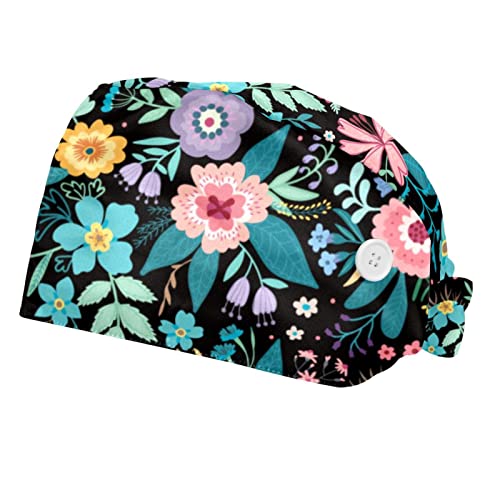Chapeaux de travail fleurs JDEZ calots bouffants mixtes en tissu léger et lavable
