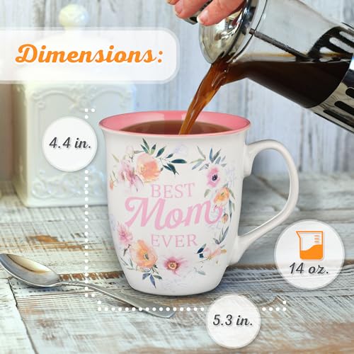Taza de cerámica blanca y rosa 14 oz con mensaje inspirador miniatura 2