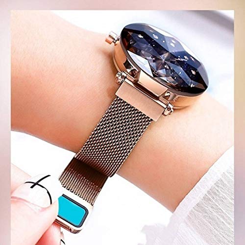Image of Acnos Premium Black Round Diamond Dial with Generation Rosegold Magnet Belt Analogue Watch for Women Pack of - 1 (DM-ROSEGOLD18)