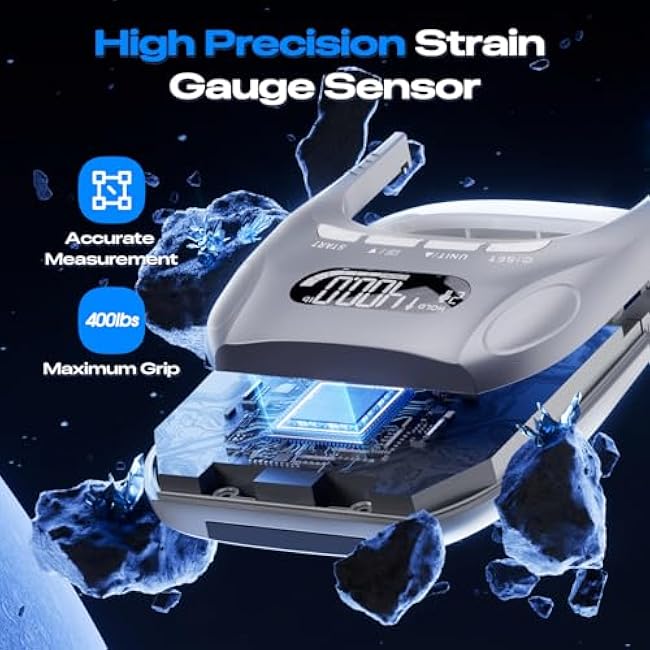 Electronic Grip Strength Tester With Adjustable Hand Gripper, Hand Dynamometer of 400lbs/180kg Tester Set with Digital Display ¨C Precision Training for Rehab, Fitness, and Home Gym