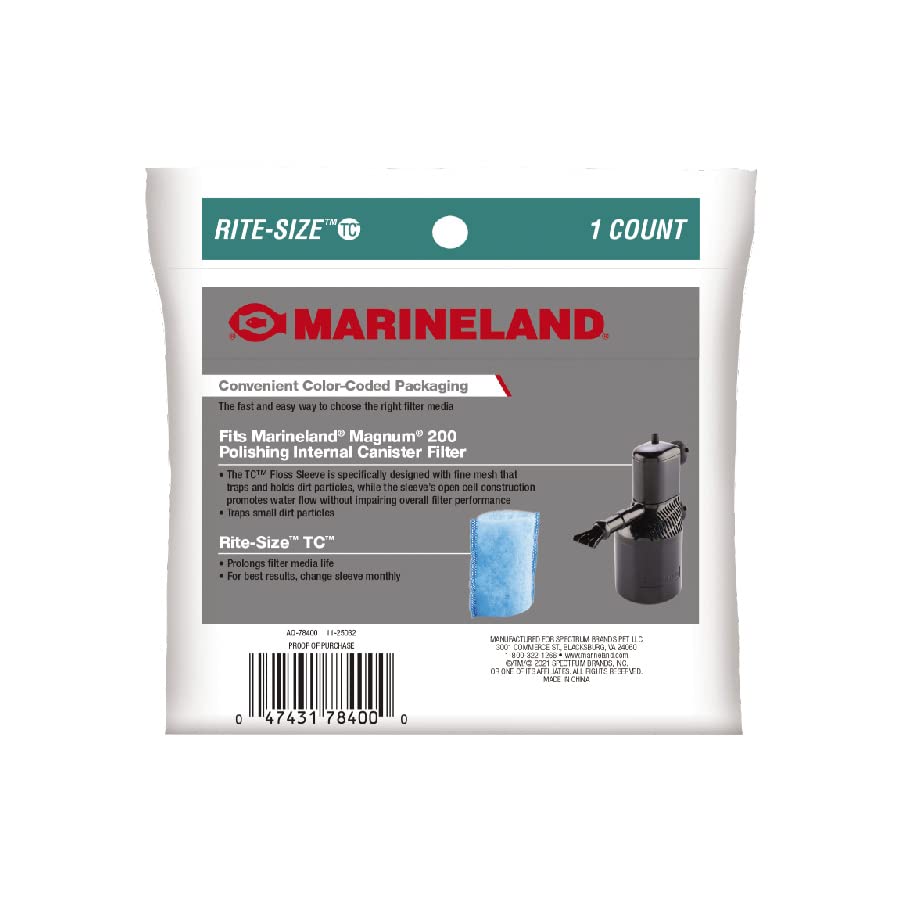 Image of Marineland Magnum 200 Polishing Internal Filter Floss Sleve, Traps Small Dirt Particles, 1 Ct. (Pack of 4)