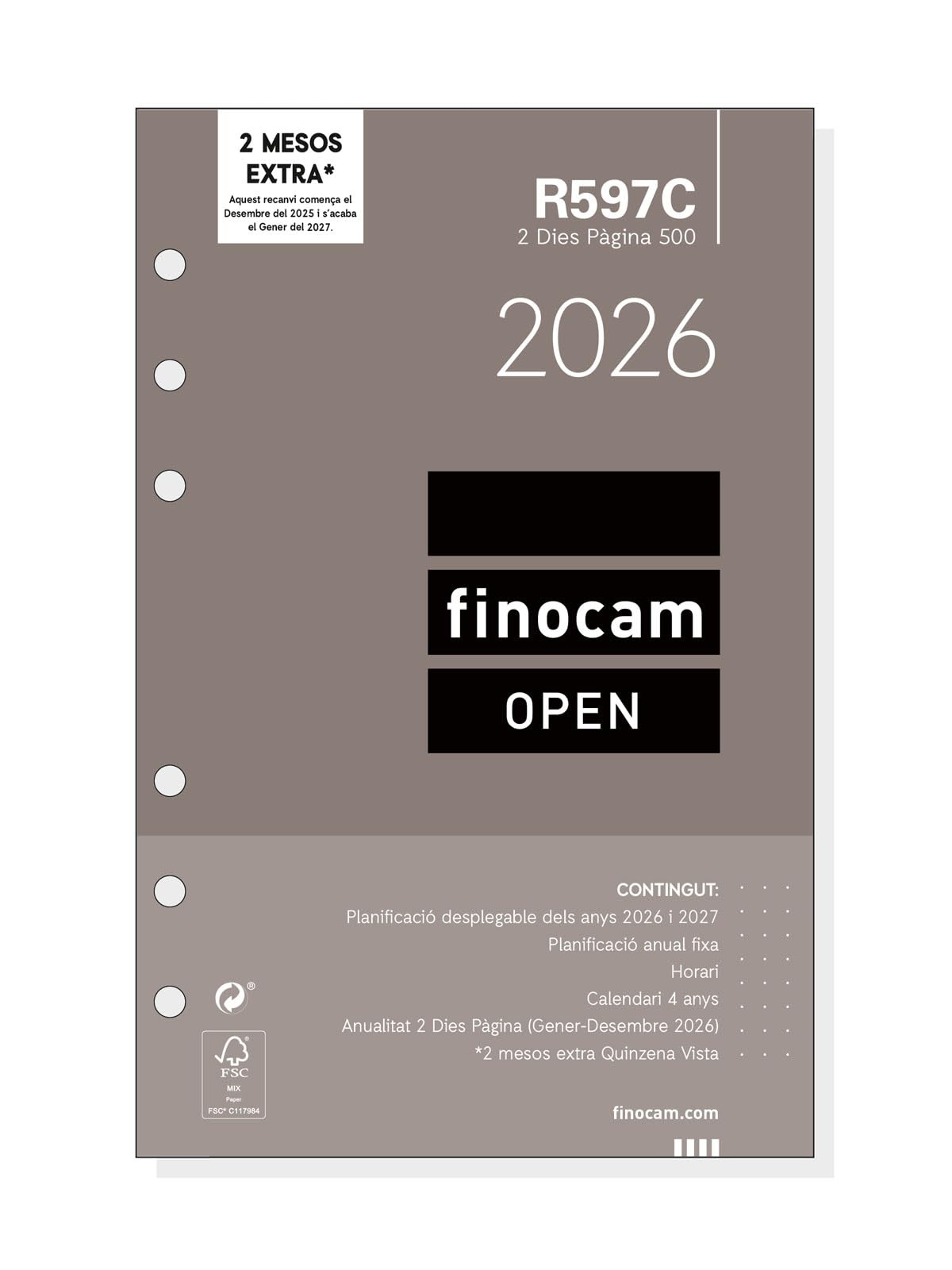 Finocam - Annual Refill Open 2026 2 Days Page January 2026 - December 2026 (12 months) Catalan