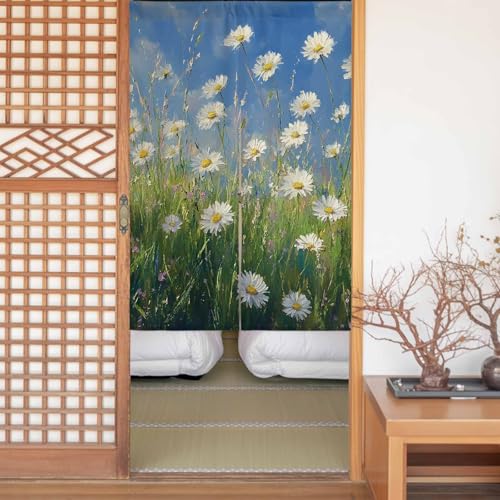のれん 遮光 おしゃれ 暖簾カーテン 間仕切り 仕切り 目隠し 防寒 防音 厚手 和風 玄関 キッチ リビング 出入り口 グッズ 寝室 春夏秋冬 近代主義 油絵 草原 植物 野の花 花 カントリースタイル 幅110x丈180cm