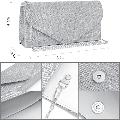 4-Pieces-Silver-Clutch-Purses-Rhinestone-Crystal-Choker-Necklace-Teardrop-Dangle-Earrings-Link-Tennis-Bracelet-Jewelry-Set-Evening-Bag-Handbag-Crossbody-Envelope-for-Women