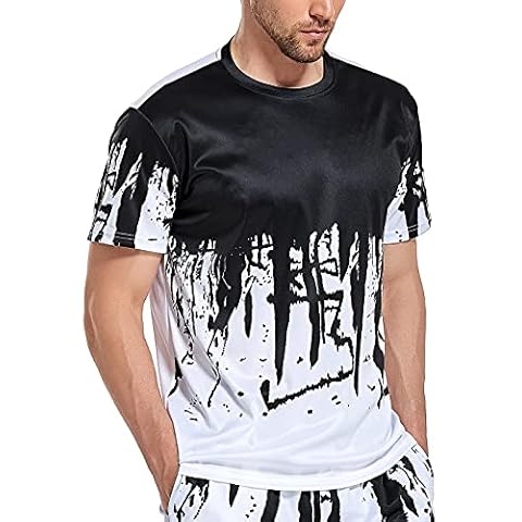 Ampeo Men's Graphic T-Shirt Short-Sleeve Athletic Running Gym Workout Casual Tee Shirts,White,L Cover