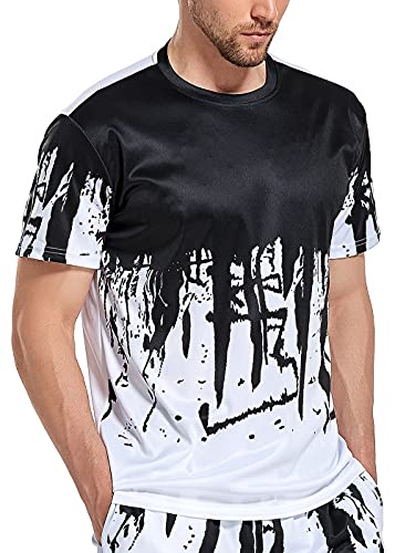 Ampeo Men's Graphic T-Shirt Short-Sleeve Athletic Running Gym Workout Casual Tee Shirts,White,2XL
