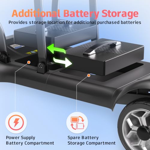 Image of 43lb Lightweight Mobility Scooter for Seniors - Airline & Cruise Approved | Foldable Portable Travel Motorized Scooters for Adults Elderly 4 Wheel with Removable Battery, 12.4MI, 300lb Capacity, Black
