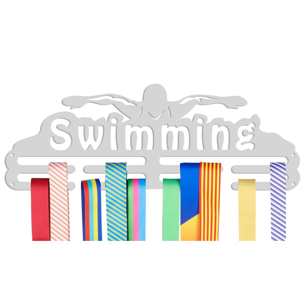 NBEADS Soporte de Exhibición para Colgar Medallas de Plata, Natación Marco Montado En la Pared Soporte de Medalla Ganchos Soporte de Cinta para Medalla de Pared, Montar sobre 50 medallas