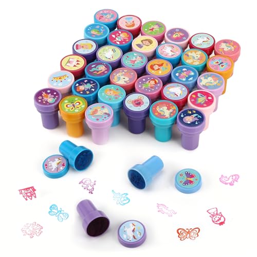Auauraintt 36 Pcs tampons Enfants, Ensemble de Tampons Multicolores,Tampons Auto encreurs pour Enfants,Prix Scolaires, Cadeaux de fête pour...