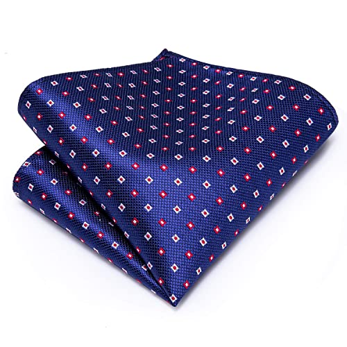 Image of Hi-Tie Men 63inches Tie Set Extra Long Necktie Paisley Tie Pocket Suqare Cufflinks Big and Tall Men Tie,Royal Blue