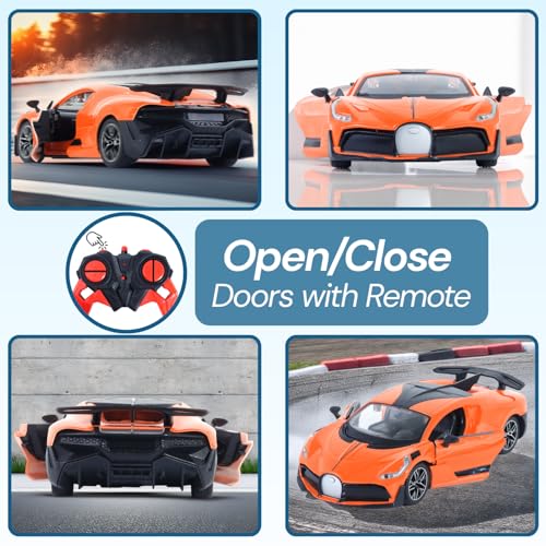 Image of Popsugar Door Opening Remote Control Car|Rechargeable 1200mAh Lithium Battery|C-Type Charging|75-Min Runtime|2.4G Long Range Remote (100+ ft)|HighSpeed RC Car|Gift for Kids|Made in India (Orange)