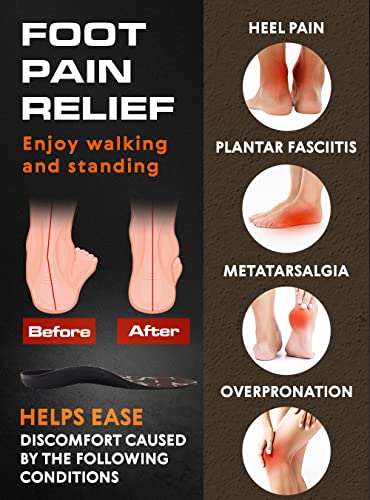 Image of CRUVHEAL 220+ lbs Plantar Fasciitis High Arch Support Insoles Men Women - Orthotic Shoe Inserts - Boot Work Shoe Insole (XXL, Dark Military)