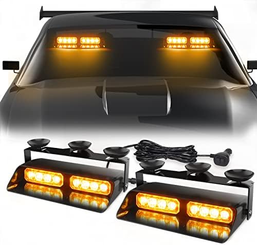 Xprite 27" LED Amber Windshield Dash Emergency Strobe Light Bar - Foto 2