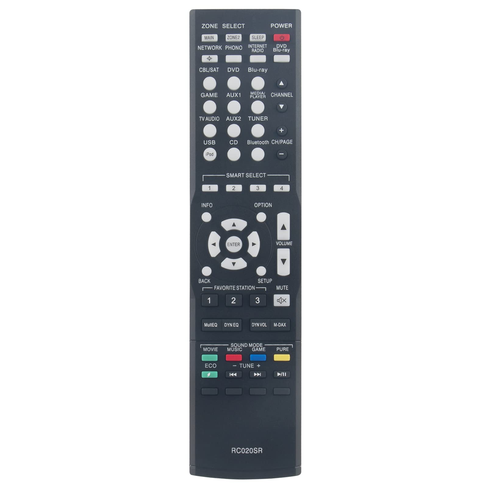 PERFASCIN RC020SR Replacement Remote Control fit for Marantz NR1504 RC018SR NR1403 NR1501 RC006SR NR1505 NR1502 Slim Line 5.1-Channel AV Surround Home