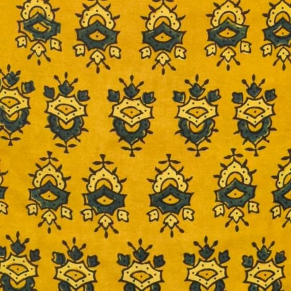 Image of Ethnics of Kutch Women's Ajrakh Modal Silk Natural Dye Hand Block Print Unstitched Kurta Fabric (For Lenght - Refer Bullet Point Below)