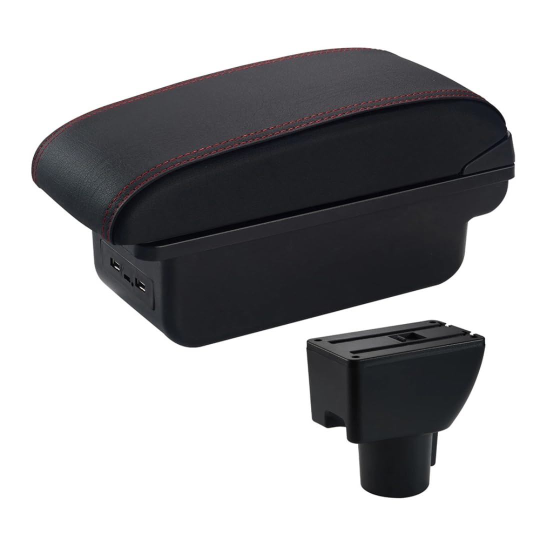 Toiumops Armrest for Hyundai Getz, Car Armrest Box Center Console Store Box(C1 Red Line USB)