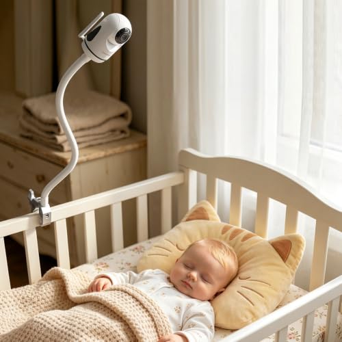 Image of Flexible Baby Monitor Mount for HelloBaby HB6550 / HB6560 /HB6240 /HB6148 /HB6339 /HB66 /HB65 /HB40, ANMEATE SM935E, 15.75 inch Gooseneck Arm with Heavy Duty Metal Crab for Hello Baby Monitor,Camera NOT included
