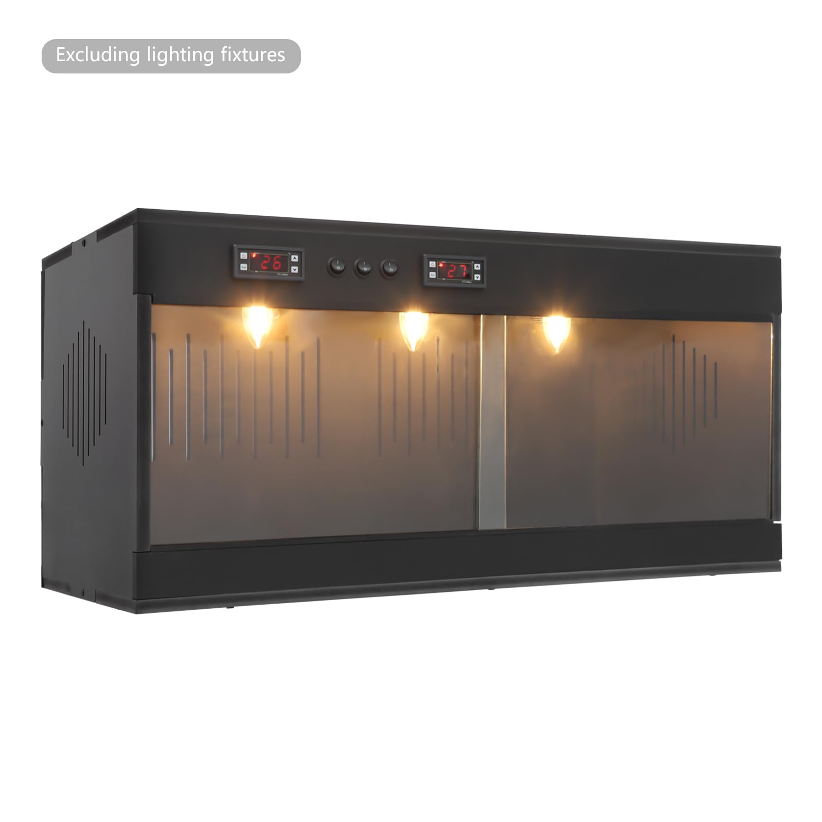 Terrarium dla gadów, 80 x 40 x 40 cm, z PCW, z podwójnym inteligentnym termostatem, 3 nasadkami E27 i wyświetlaczem LCD, dla gekonów, jaszczurek, węży, żółwi