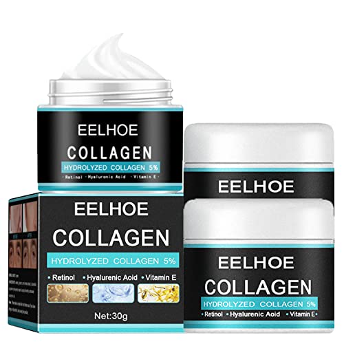 EELHOE Collagen Cream for Men, Men's Anti Age Wrinkle Cream, Mens Anti-Aging Wrinkle Cream, Men's Face Moisturizer Cream, Hydrolyzed Collagen 5% Cream, Day & Night Skin Care Lotion (3PCS)
