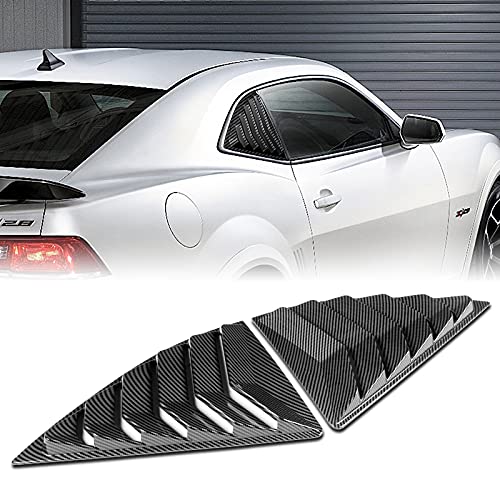 DriftX Performance, Side Window Louvers Carbon Look ABS fit for Compatible with 2010-2015 Chevy Camaro, Slotted Louver Scoop Cover Vent (2PCS)