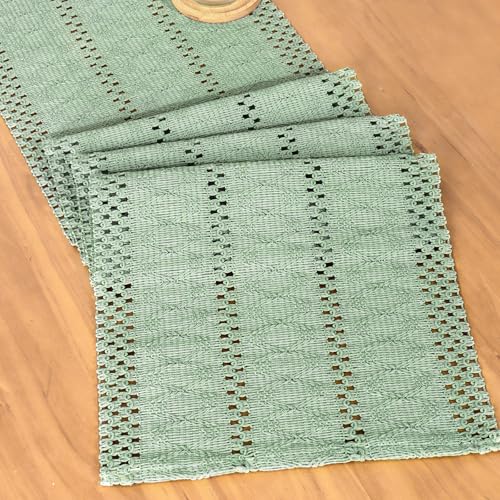 Dremisland Camino de mesa bohemio de macramé de 72 pulgadas, tela de arpillera, rústico, color marrón, decoración de mesa de otoño para cocina bohemia (verde salvia, 30 x 180 cm)