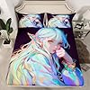 Anime Girl Bed Sheets 3D Japanese Bedding Set Kawaii Girly Fitted Sheet with Deep Pocket, Anime Lovers Gifts Fitted Bed Sheets Soft Lightweight Sheets for All Season, Queen 3Pcs - Image 2