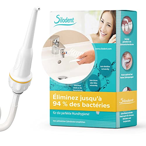 Silodent Hydropulseur durable raccordable au robinet. Petit irrigateur oral de voyage, fonctionnant sans fil ni électricité. Douche dentaire servant à nettoyer les espaces interdentaires Cover