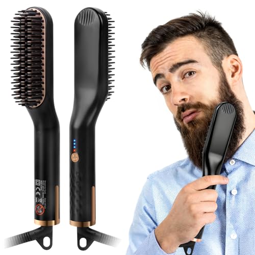 DAJASD Cepillo Alisador de Barba, 3 in 1 Peine Alisador Electrico para Hombres, Mini Plancha de Barba, Cepillo Alisador Barba Hombre Para Barba Larga y Corta, Temperaturas Ajustables DAJASD Cepillo Alisador de Barba, 3 in 1 Peine Alisador Electrico para Hombres, Mini Plancha de Barba, Cepillo Alisador Barba Hombre Para Barba Larga y Corta, Temperaturas Ajustables