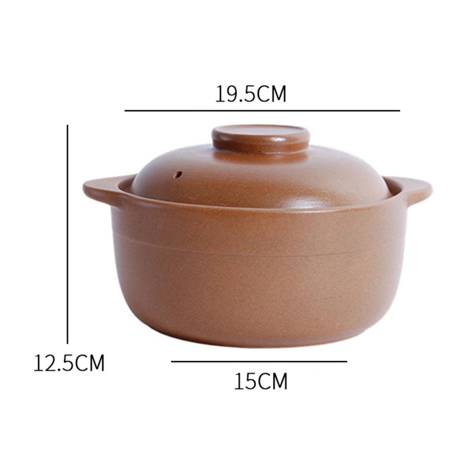 Sharplace Tontopf Reistopf Ton Kochtopf Handgefertigter kantonesischer Tontopf Reis Unglasierte Tontöpfe zum Kochen Kochgeschirr Irdener Kochtopf, 1.6 l