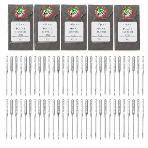 50 PCS Sewing Machine Needles for Brother Sewing Needles Embroidery Machine Needles for Brother Sewing Machine (75/11-50 Pack)
