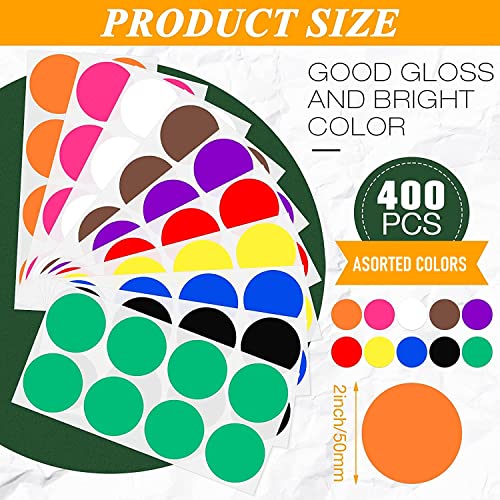 Image of True-Ally 400 piece Mix Color 50mm (2 Inch) Round Dot Sticker Self Adhesive Labels Writable Surface for Kids Activity, File Classification, Calendar Planner (Assorted Color) (Assorted Color)