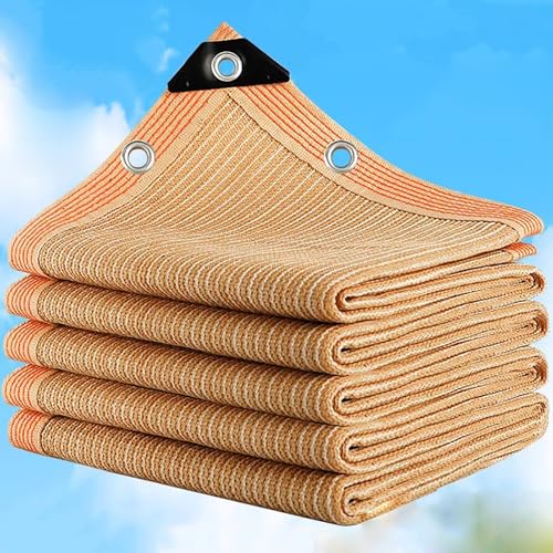 Voile d'ombrage rectangulaire beige avec œillets renforcés, 4 x 7 m, pour extérieur, terrasse, jardin, cour, pergola, terrasse, pare-soleil anti-UV