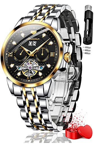 Olevs Men's Automatic Wrist Watches Silver Stainless Steel Waterproof Watch Dress Style Moon Phase Luminous #TOP29